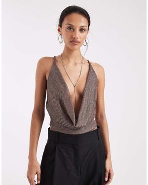 Collusion Strappy Extreme Cowl Halter Top - Blue