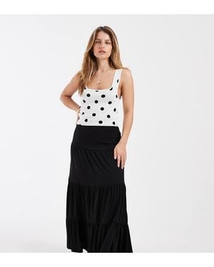 Only Petite Maxi Rok Met Stroken - Wit