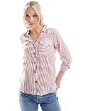 Vero Moda Button Down Shirt With Pocket Detail - Pink