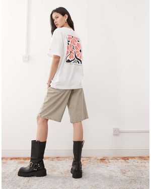 Columbia Camiseta Blanca Extragrande Con Estampado Gráfico Rolling Bend De - Neutro