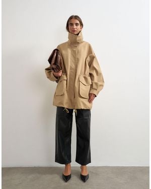 TOPSHOP Jacke aus twill mit taillierter taille und stehkragen - Natur