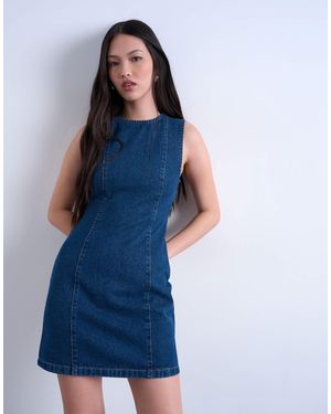 TOPSHOP Denim Mini Shift Dress - Blue