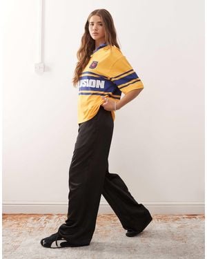 Collusion Wide Leg Satin Trousers - Black