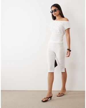 ASOS Co-Ord Broderie Capri Pant - Natural