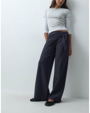 Mango Teen Scarf Detail Straight Trouser - Blue