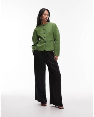 TOPSHOP Ovoid Sleeve Blazer Top - Green