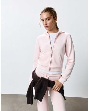 Pull&Bear Sweat-shirt à capuche zippé poudré - Blanc