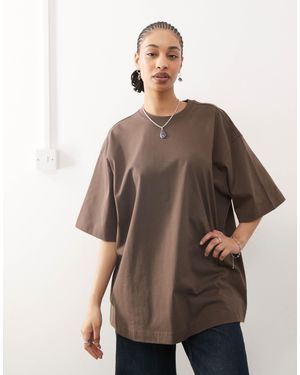 Weekday T-shirt oversize - foncé - Marron