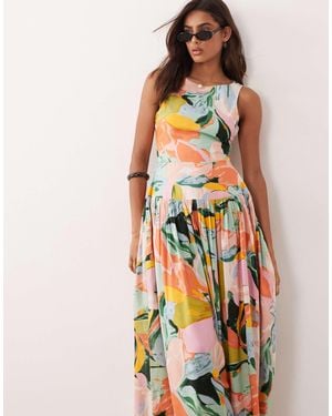 ASOS Racer Neck Maxi Sundress With Cut Out Back - Multicolor