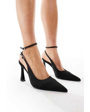 schuh Zapatos Negros De Tacón De Satén Sunday De - Blanco