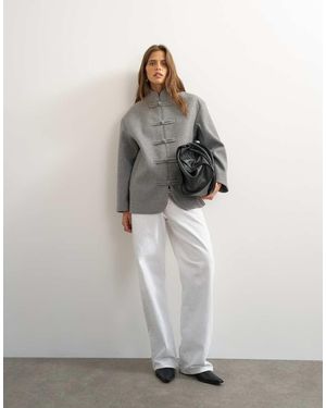 TOPSHOP Blazerjas Voor Formele Gelegenheden Met Zelfsluitende Frogsluiting - Grijs