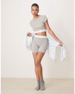 Calvin Klein Rib legging Shorts - Natural