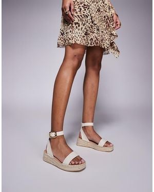 South Beach Linen Two Part Espadrille Sandals - White