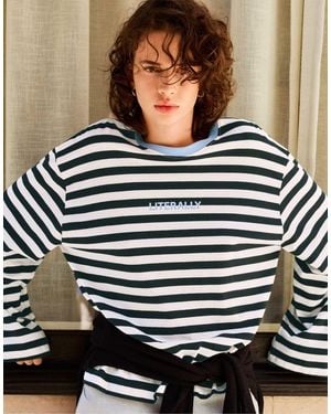 Pull&Bear Oversize-t-shirt mit streifen - Schwarz