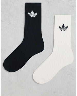 adidas Originals Trefoil 2 Pack Fluffy Crew Socks - White