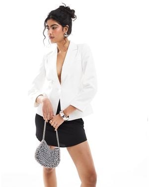 Miss Selfridge Bow Detail Blazer With Lace - White