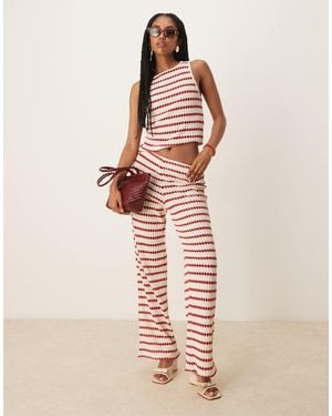 Mango Knitted Straight Leg Striped Trouser Co-Ord - Pink