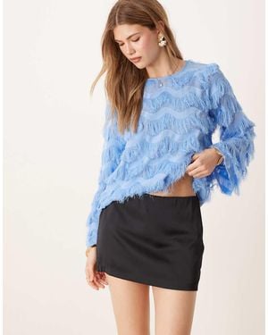 Abercrombie & Fitch Mid Rise High Shine Mini Skort - Blue