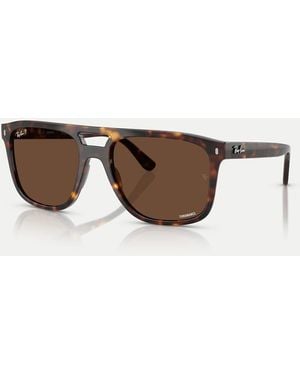 Ray-Ban Rb2213Ch Chromance Square Polarised Sunglasses With Lens - Brown