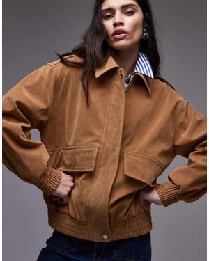 TOPSHOP Chaqueta Bomber Tostada Extragrande De Antelina De -Marrón