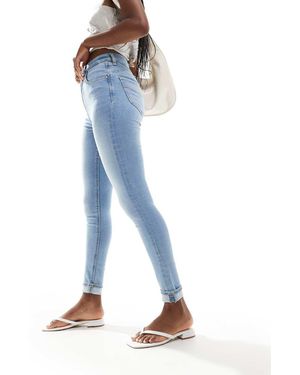 River Island Vaqueros Claro De Corte Pitillo Y Talle Alto De - Azul