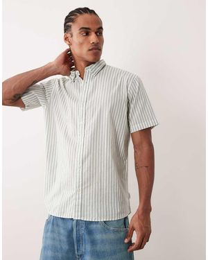 JJ Rebel Short Sleeve Shirt With Stripes - Grey