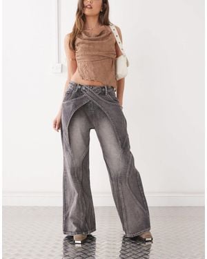 Minga London Seam Detail Washed baggy Jeans - White