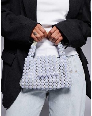 River Island Beaded Pearl Grab Bag - Blue