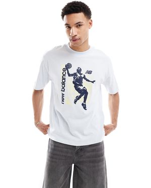 New Balance – hoops – vintage-t-shirt - Weiß
