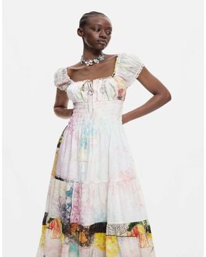 Desigual – kurzärmliges kleid aus 100% baumwolle - Weiß