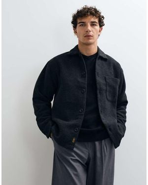 Jack & Jones Overshirt A Pied De Poule Spazzolata Nera - Blu