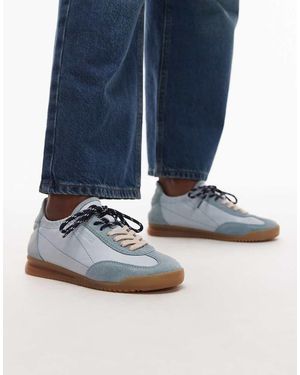 Bronx Zapatillas De Deporte Pastel De Cuero Con Cordones Y Suela De Goma Cli-Oo De - Azul