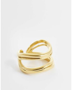 ASOS Ring Met Dubbele Band Van Waterbestendig Roestvrij Staal - Metallic