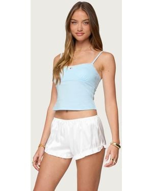 Edikted Jovana Lace Trim Tank Top - Blue