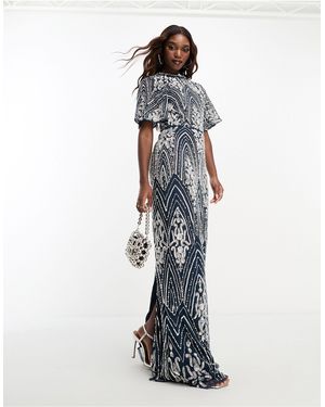 Beauut Embellished High Neck Dress With Keyhole Back - White