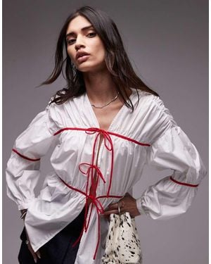 Résumé Resume Detail Tie Up Oversized Blouse - Brown