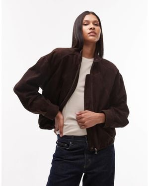 Urbancode Genuine Suede Bomber Jacket - Black