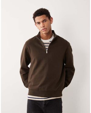 Mango Sweatshirt Met Korte Rits - Bruin
