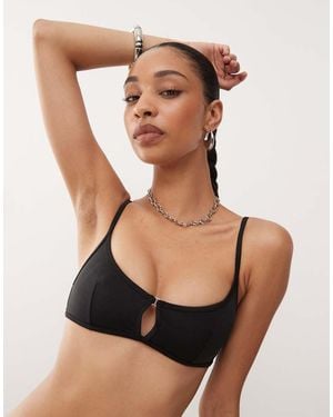 Weekday Front Buckle Bikini Top - Black