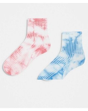 Pieces Pack De 2 Pares De Calcetines Azules Y Rosas Con Diseño Tie Dye De
