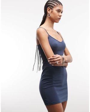 Weekday V Neck Cami Mini Dress - Blue