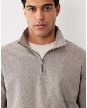 Mango Felpa Comoda Color Cuoio Con Zip Corta - Grigio