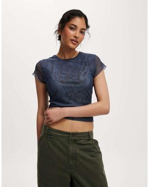 Cotton On Cotton On Ashley Mesh Short Sleeve Top - Blue