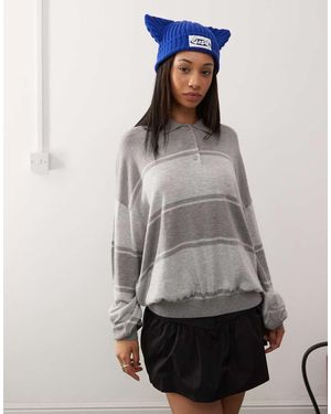 Weekday Joline Oversized Polo Jumper - Grey