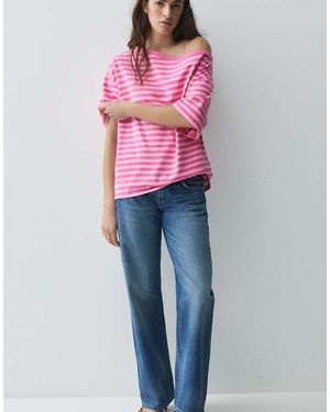 Pull&Bear Asymmetrisch T-Shirt Met Korte Mouwen - Roze