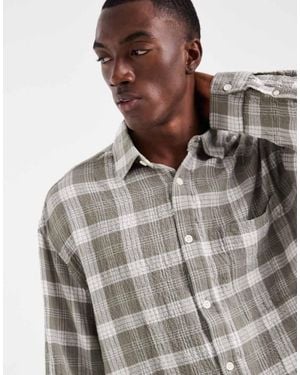 ASOS Boxy Oversized Textured Check Shirt - Metallic