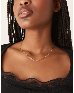 Orelia Collier chaîne en plaqué or 18 carats avec maillons gourmette plats - Marron