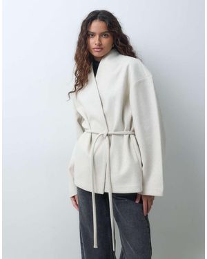 Aware Wrap Front Tie Detail Short Jacket - White