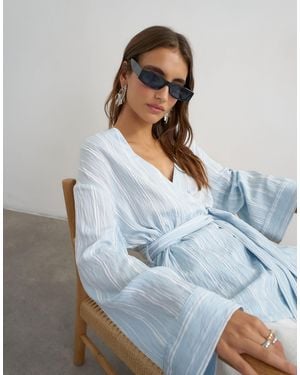 TOPSHOP Wrap Tie Detail Top - Blue