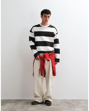 ASOS Oversized Boxy Striped Crew - White